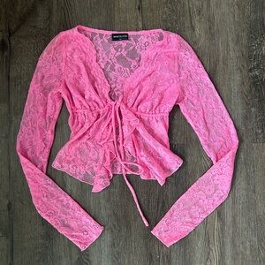 White Fox Pink Lace Long Sleeve